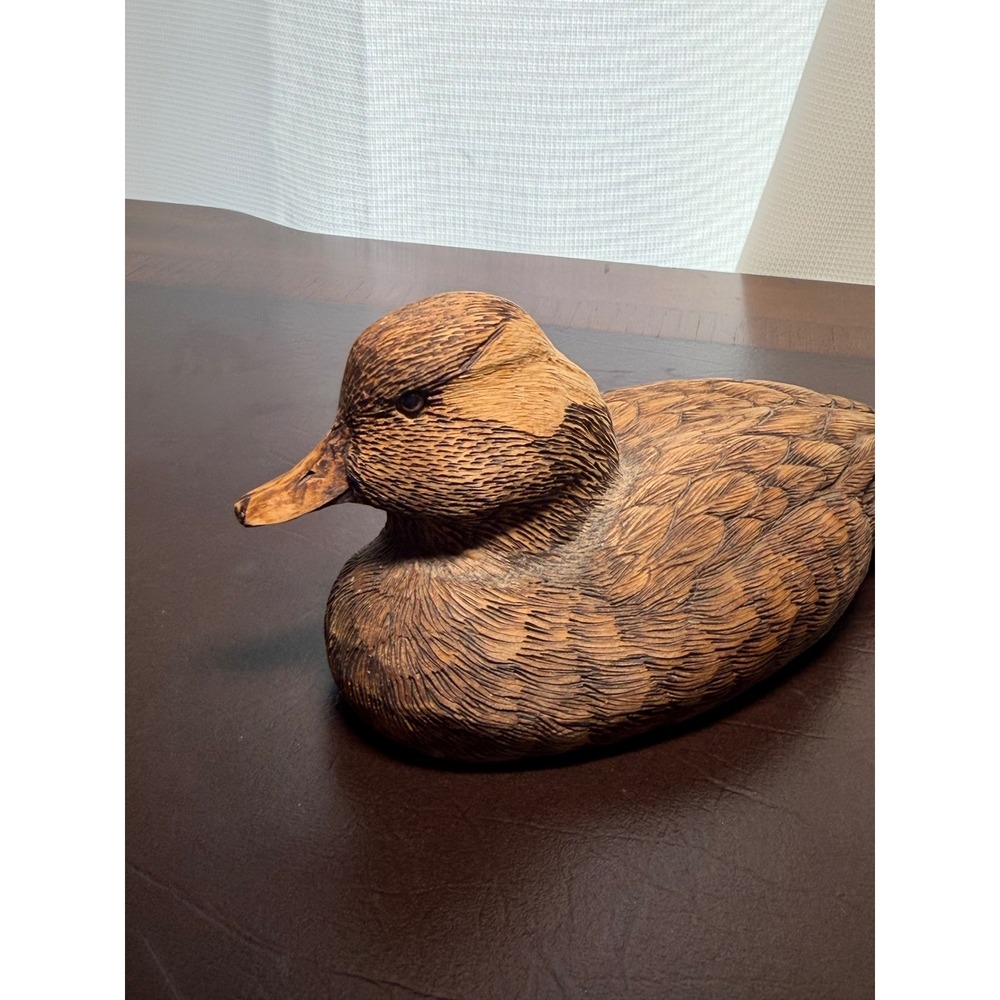 Paul & Dotty Baumann 1989 Hand Carved Pyrography Duck Decoy Signed - Picture 8 of 9